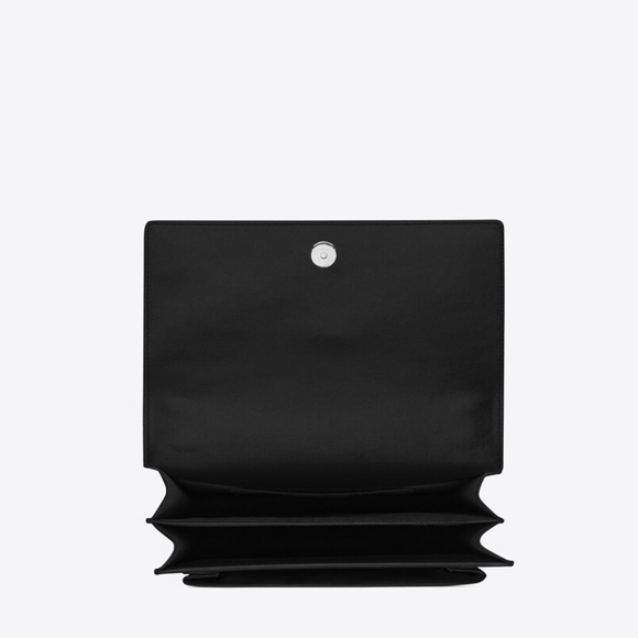 Brand New!!! YSL Saint Laurent Sunset Medium YSL Crossbody Bag in Black Leather - Picture 8 of 16